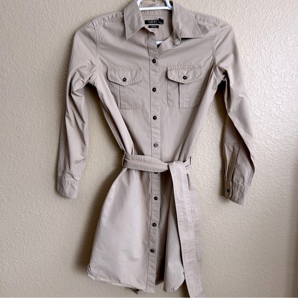 Lauren Ralph Lauren Tan Denim Button Down Utility Dress - Picture 3 of 9